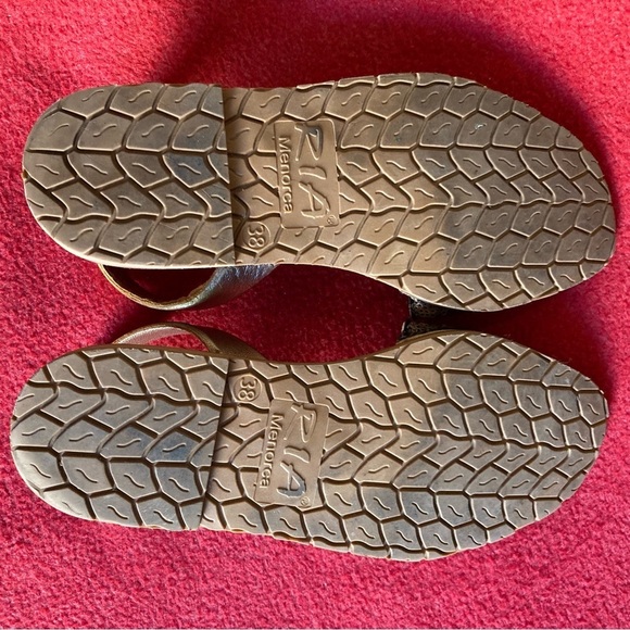 RIA Sz 38 Sequin Peacock Colourway Avarca Made ln Spain Menorca Leather Sandals - Picture 10 of 12